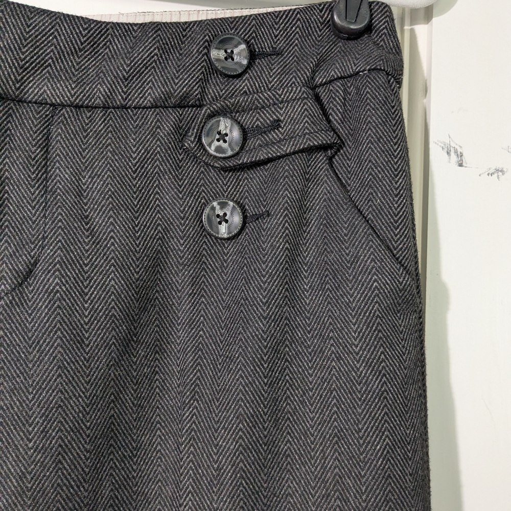 Anthropologie Gray Herringbone Wide Leg Pants Sz 4 - Picture 4 of 14